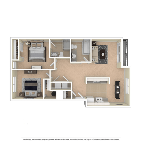 bedroom floor plan an in 2 bed 2 bath apartment
